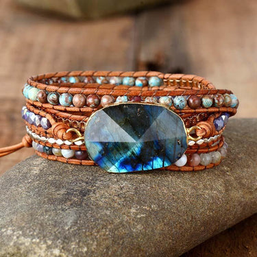 Boho Labradorite Agate and Jasper Wrap Bracelet-Your Soul Place